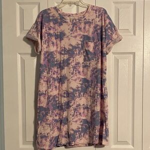 Eddie Bauer Pastel Tie-Dye Tee Shirt Dress